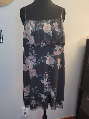 NWT American Eagle Outfitters Gray Midi Spaghetti Strap Dress